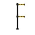 Montour Line Stanchion Dual Belt Barrier Fixed Base Black Post 9ft.Auth...Belt MX630DF-BK-AUTHYB-90